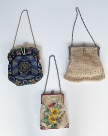 Lot of Three Vintage Beaded Purses
