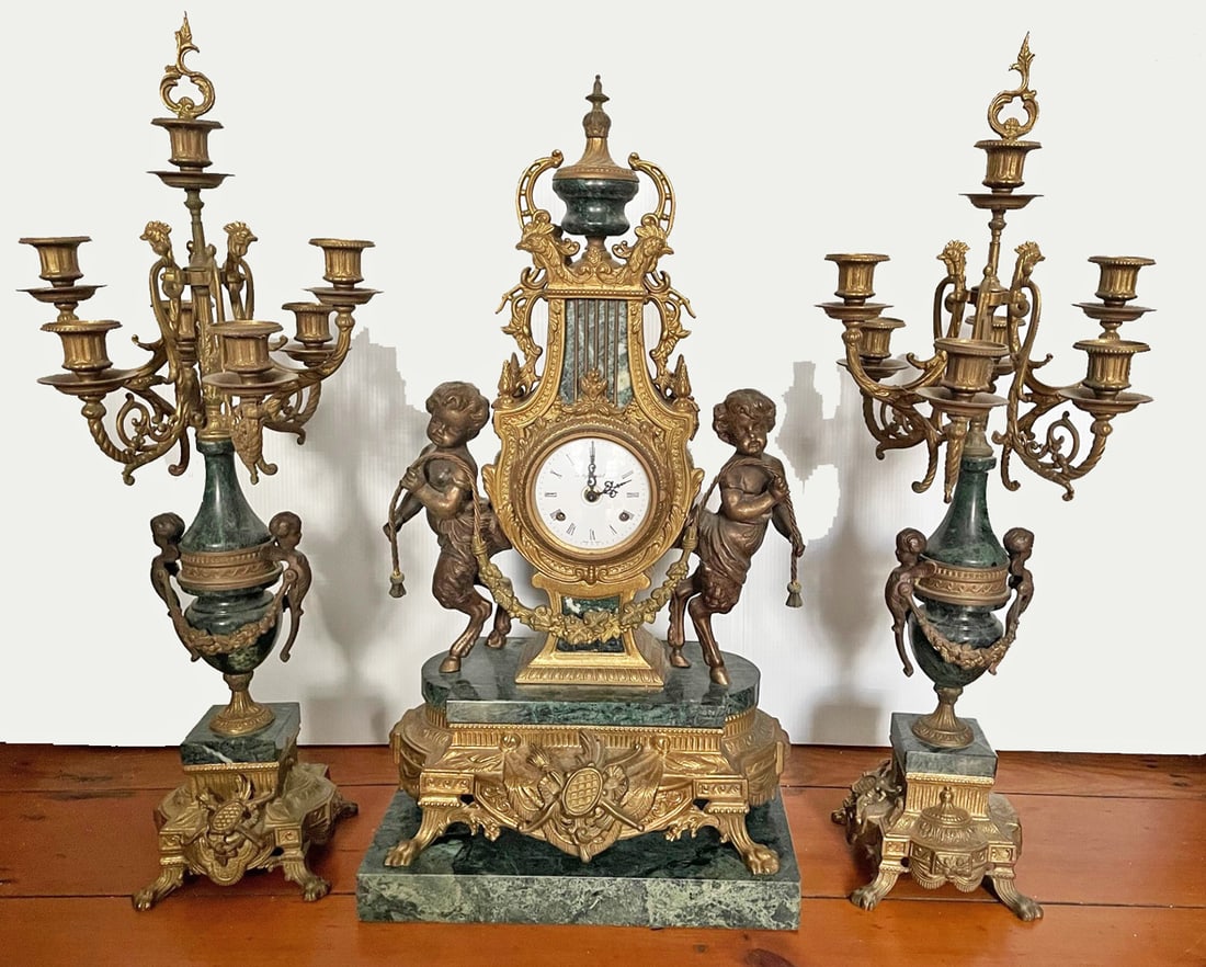 Louis XV Style Clock with Garnitures (1 of 3)