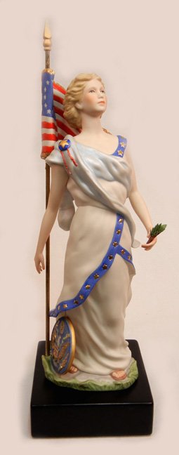 Cybis Lady Liberty II, mounted on stand, marked on bott: Cybis Lady Liberty II, mounted on stand, marked on bottom, 18" tall with stand