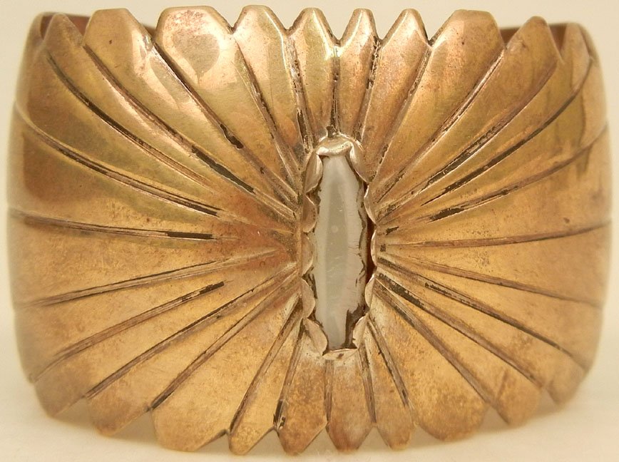 Native American handmade sterling silver and mother of  - 2