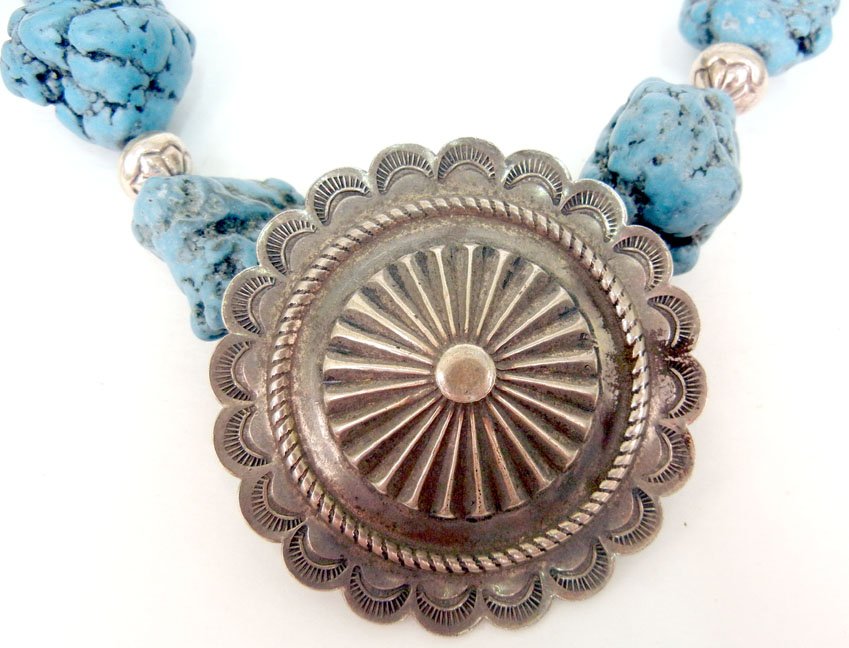 Native American handmade sterling silver concha on larg - 2