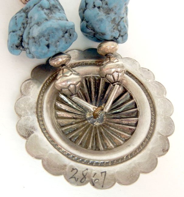 Native American handmade sterling silver concha on larg - 3