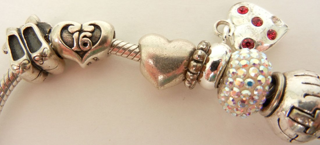 Pandora sterling silver charm bracelet with charms, 8"  - 2