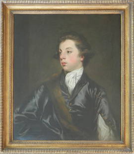 English School Oil On Canvas, Portrait Of A Young Man,: English School oil on canvas, portrait of a young man, sight size 30" x 25", frame size 36" x 30", hand written label on verso dated 1776