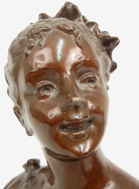 S. (Sylvain) Kinsburger painted spelter bust "Soubrette - 3