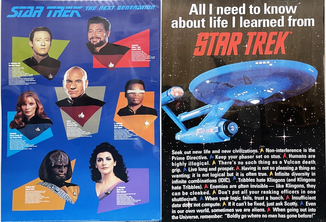 1992 Portal Publications Star Trek Posters: 1992 Portal Publications Ltd. All I need to know about life I learned from Star Trek and Next Generation cast 36" (h) x 24" (l) posters