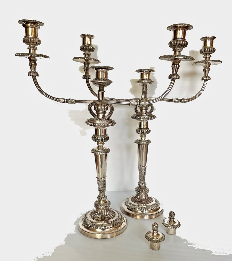 Pair of English Sheffield Candelabrum (1 of 3)