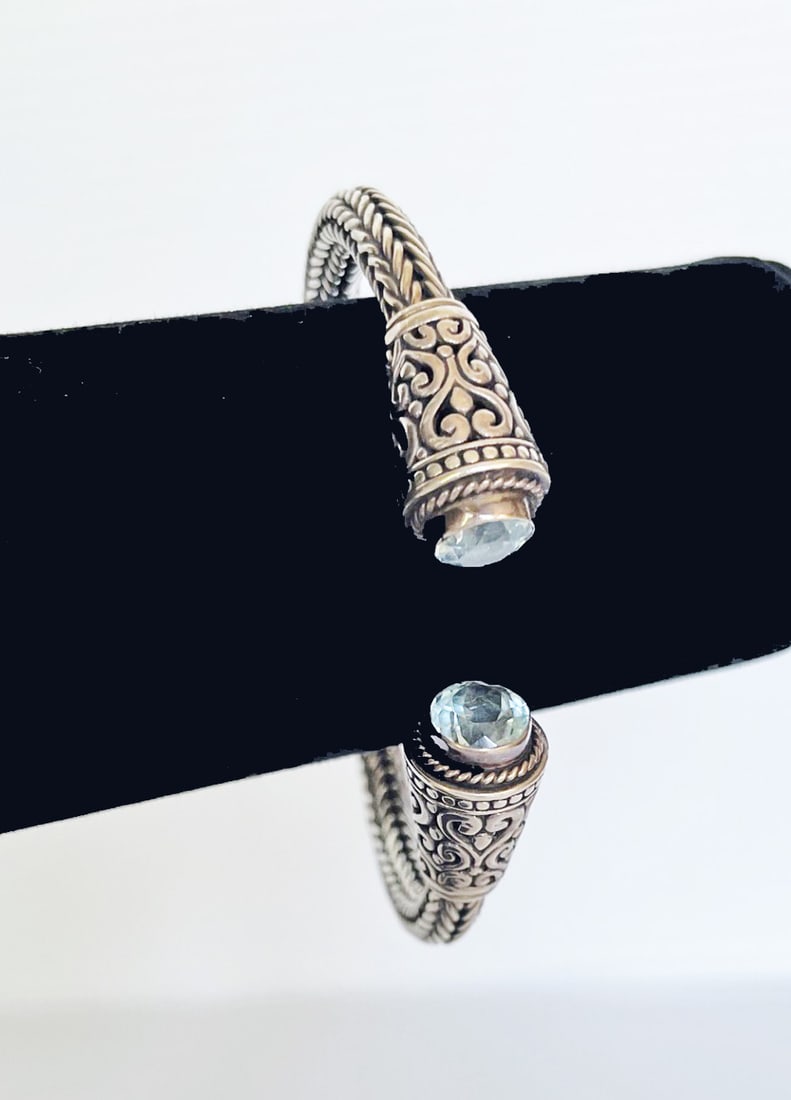 Bali Sterling Silver Blue Topaz Bracelet (1 of 2)