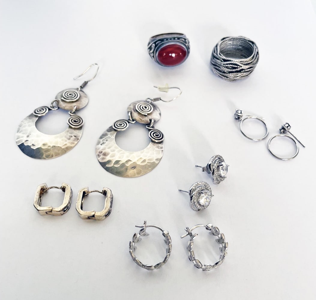 Sterling Silver Rings and Earrings (1 of 1)