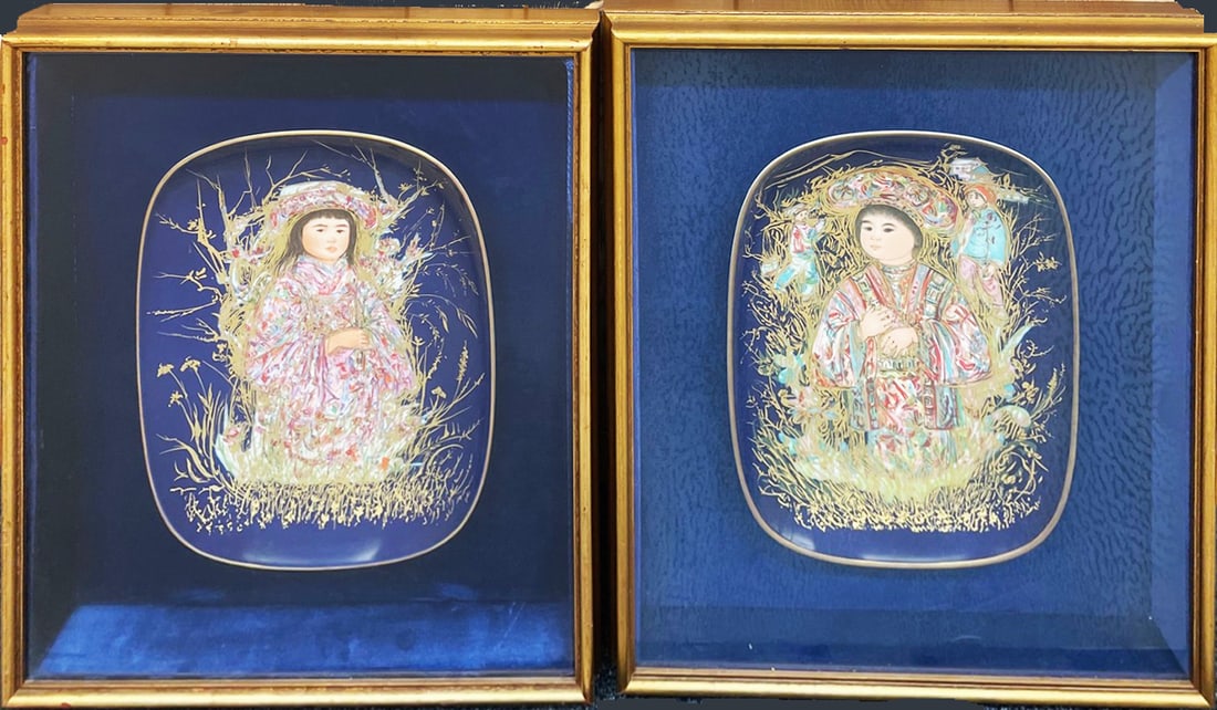 Pair of Framed Rosenthal Edna Hibel Platters (1 of 1)
