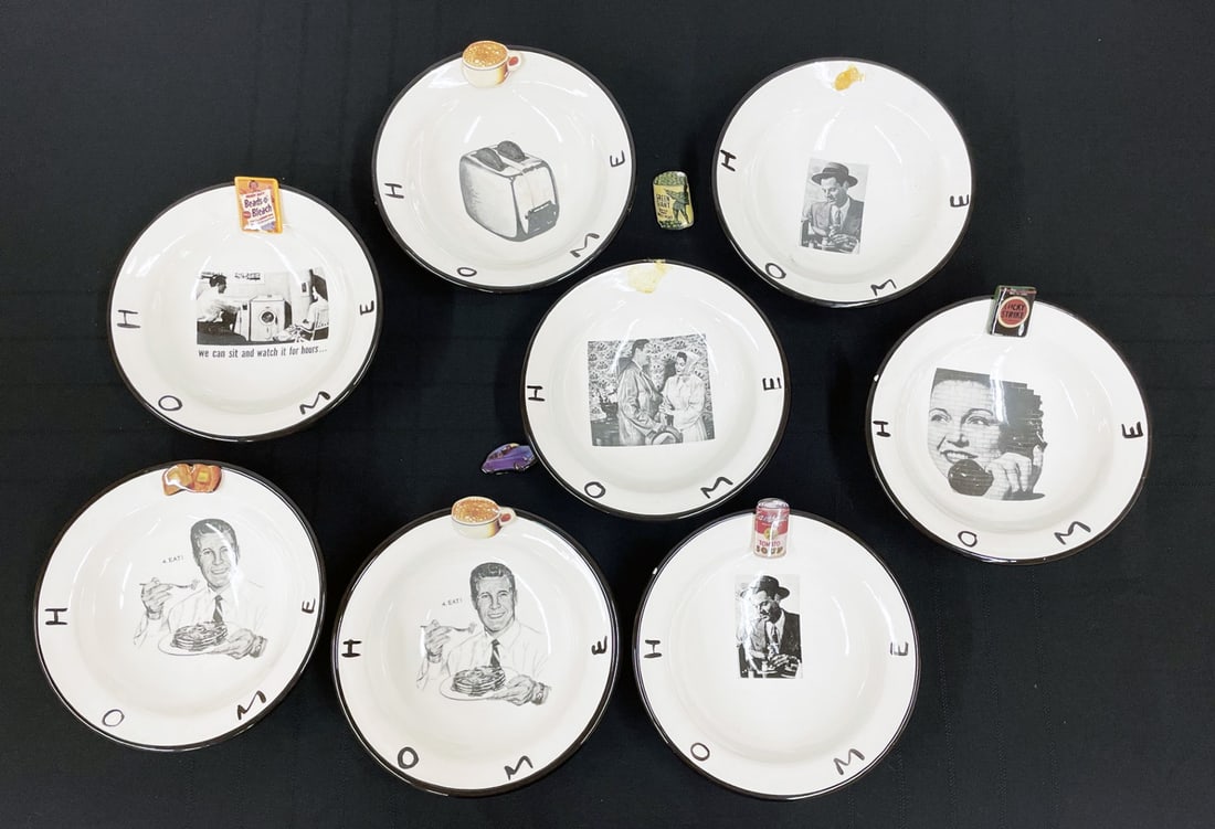 Set of 8 Polly Frizzell Ceramic Bowls "Home" Series (1 of 3)