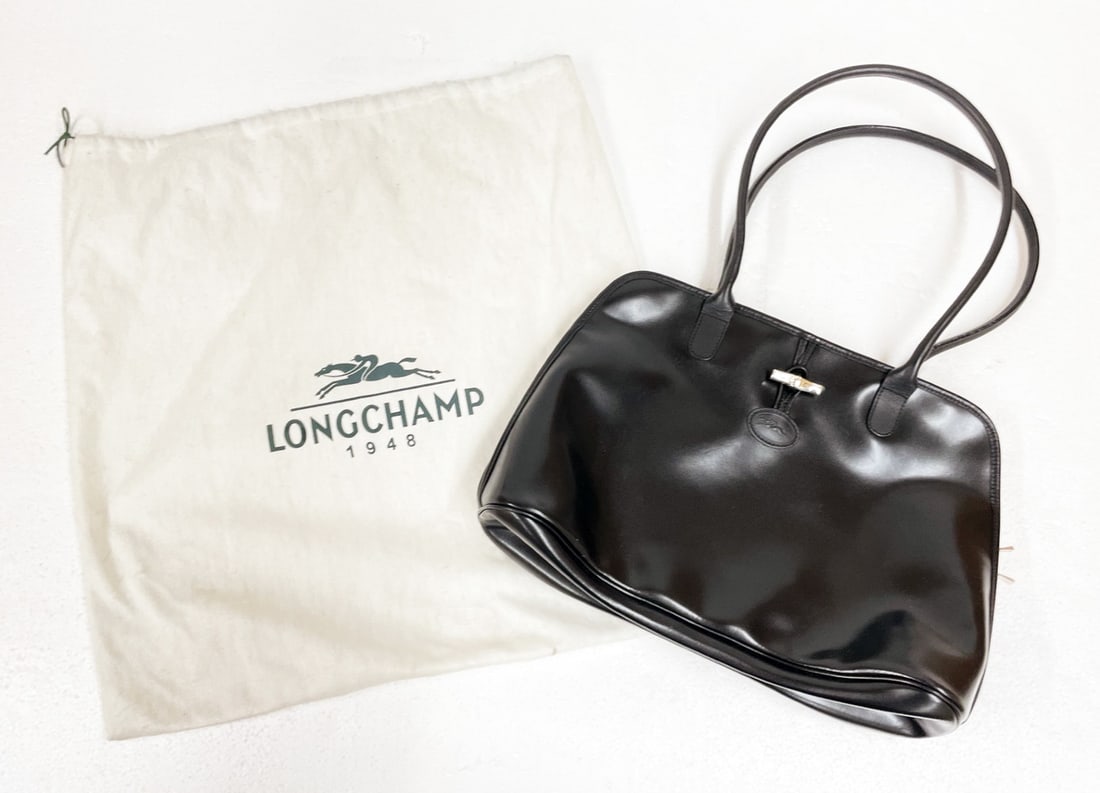 Longchamp Black Leather Tote Bag (1 of 5)