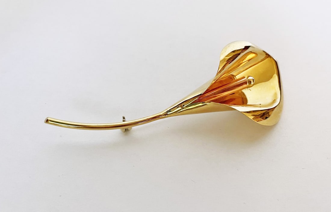 Italian 14k Gold Calla Lily Brooch (1 of 2)