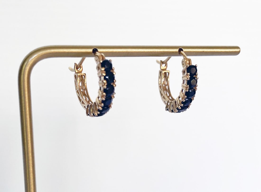 14k Gold Sapphire Hoop Earrings (1 of 3)