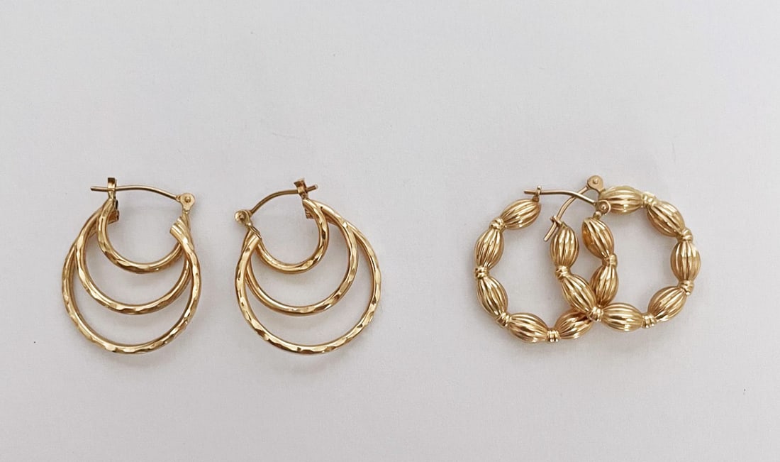 Two Pairs of 14k Gold Hoop Earrings (1 of 1)