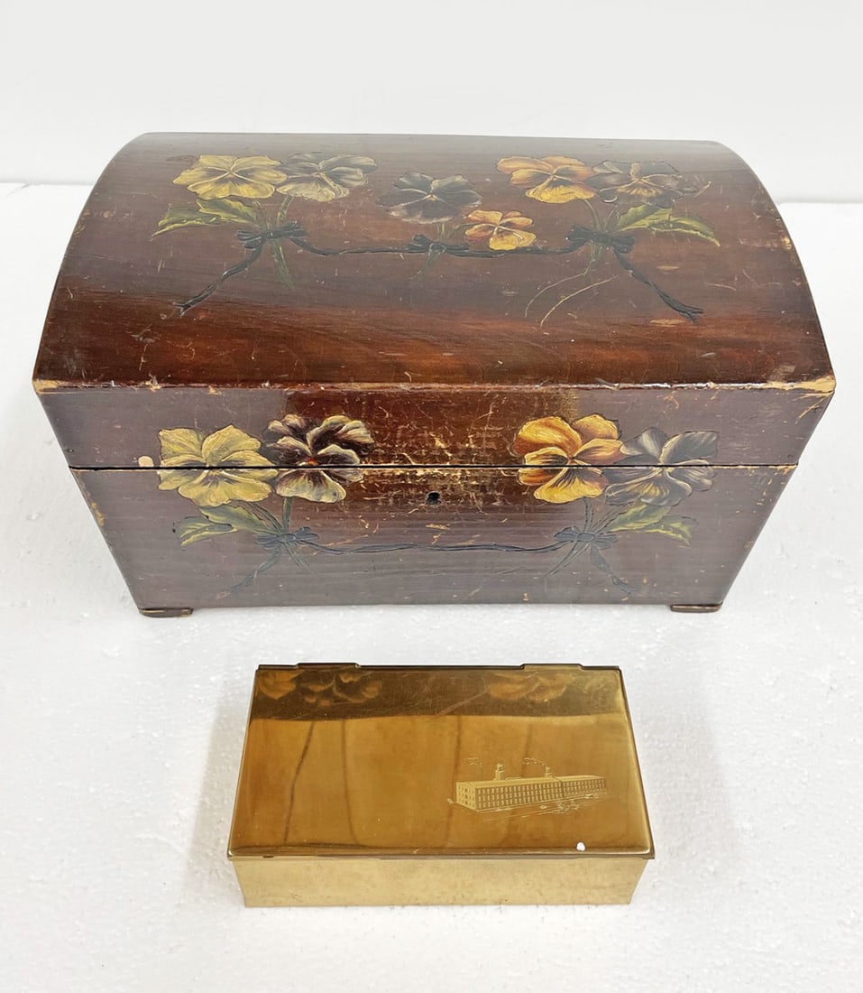 Painted Document Box and Brass Box (1 of 2)