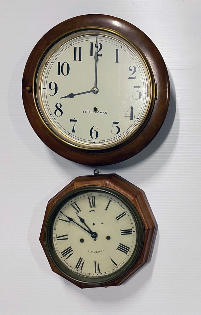 Two Antique Seth Thomas Wall Clocks (1 of 1)