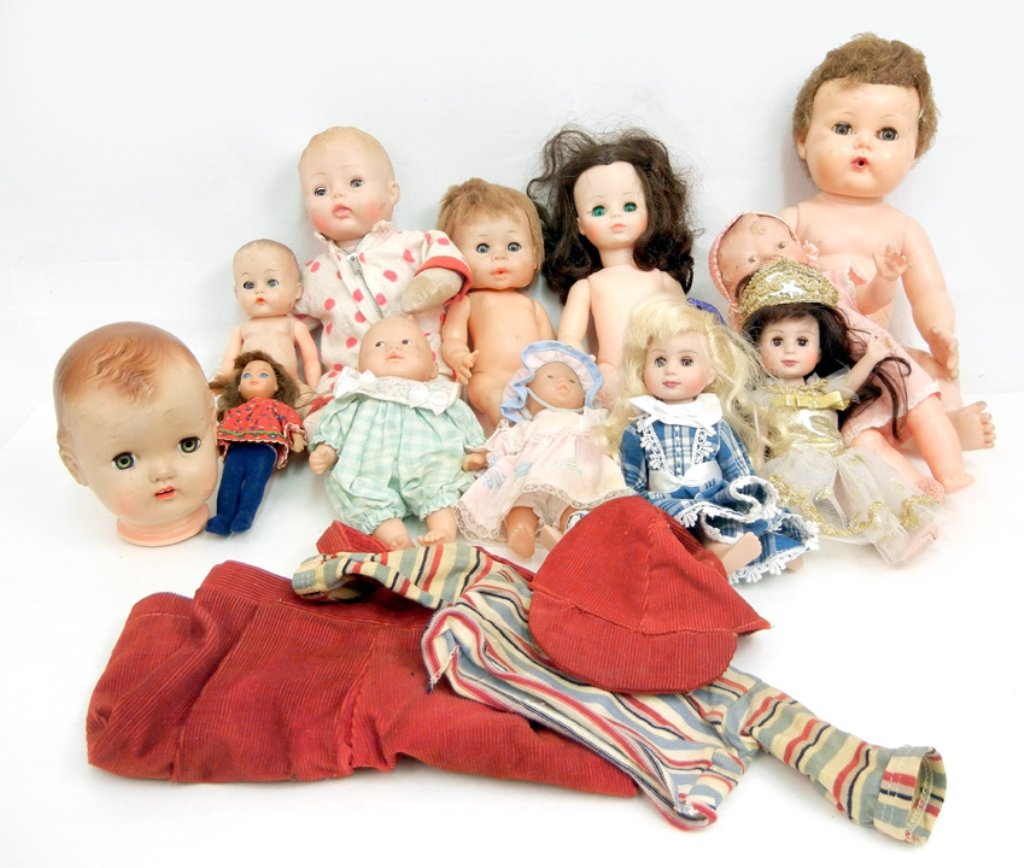 Grouping of dolls and clothes, including Betsy Wetsy,: Grouping of dolls and clothes, including Betsy Wetsy, Danbee Dolls, Corolle France doll, and more