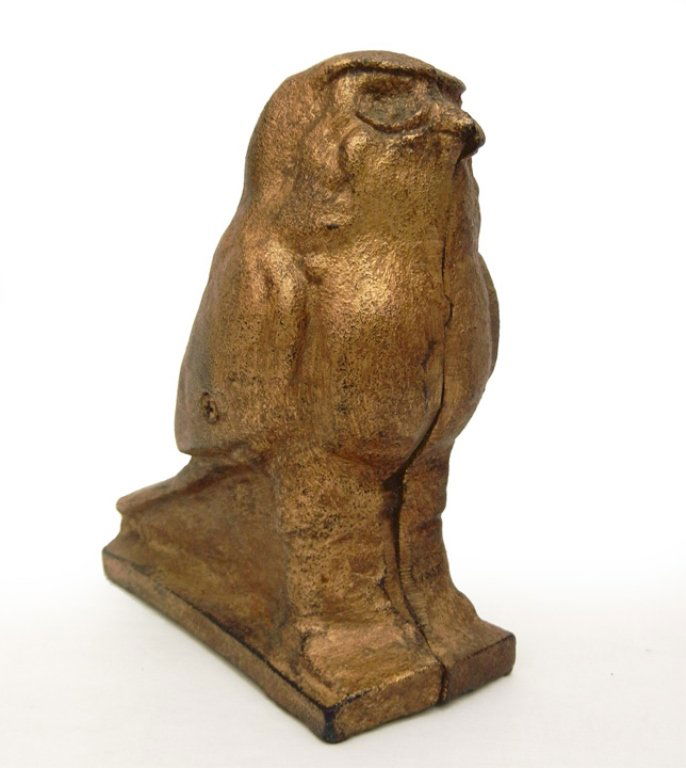 Large cast iron bird still bank, unmarked, 7 1/2" high: Large cast iron bird still bank, unmarked, 7 1/2" high x 6 1/2" across x 3 1/2" deep