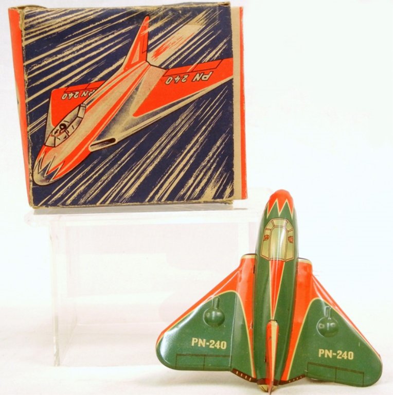 PN-240 tin litho friction Skyray jet, Made in Western: PN-240 tin litho friction Skyray jet, Made in Western Germany, mint in box