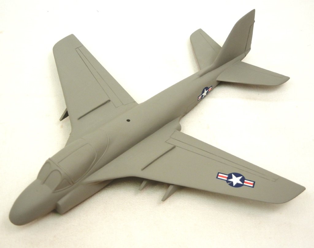 U.S. ID of an A2F-1 USN Attack, postwar U.S. government: U.S. ID of an A2F-1 USN Attack, postwar U.S. government recognition ID training model in original box by Schneider Eng. & Tool Co., dated Oct. 60, with label on box, 1/72 scale