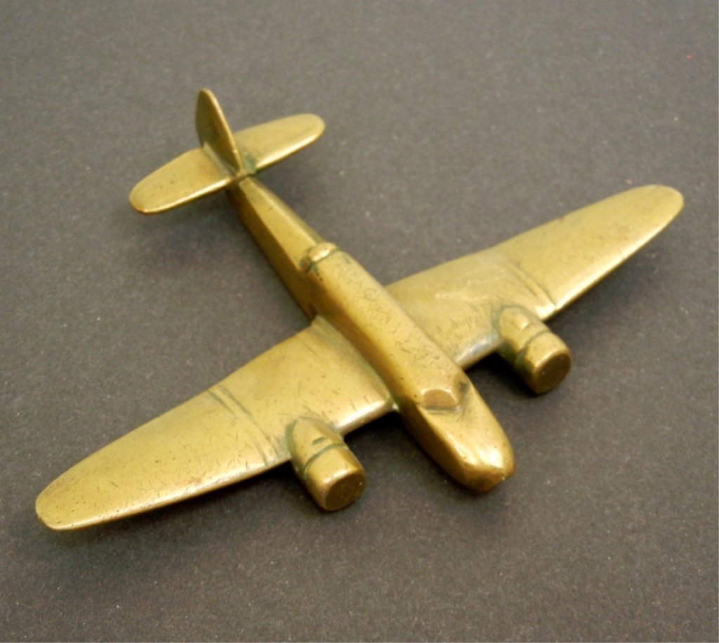 Trench Art Havoc model, brass, 6 1/2" wingspan, 5 1/8": Trench Art Havoc model, brass, 6 1/2" wingspan, 5 1/8" long