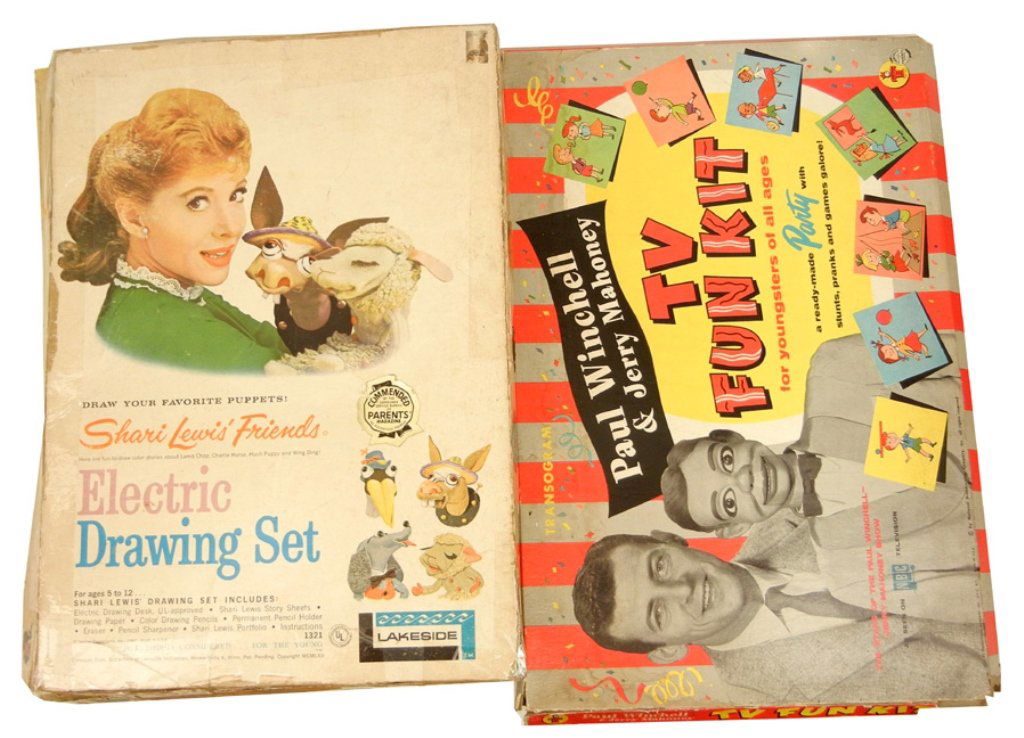 Paul Winchell & Jerry Mahoney TV Fun Kit and a Shari: Paul Winchell & Jerry Mahoney TV Fun Kit and a Shari Lewis' Friends Electric Drawing Set, both in original boxes, may be missing items