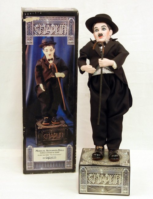 Enesco Charlie Chaplin Musical Automata Doll: Enesco Charlie Chaplin Musical Automata Doll in original box, Stars of the Silver Screen limited edition No. 893 of 5,000, with certificate of authenticity