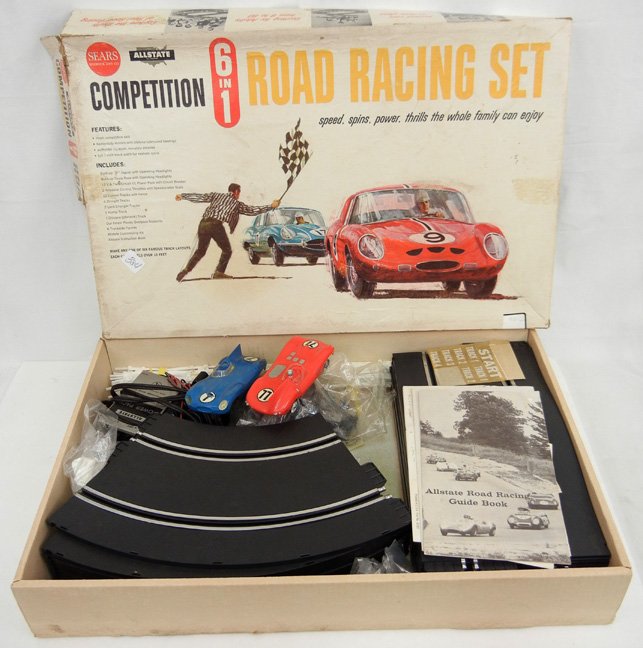 Sears Allstate by Marx Competition 6 in 1 Road: Sears Allstate by Marx Competition 6 in 1 Road Racing set in original box, with instructions, box measures 14 1/2" x 22 1/4" x 3 3/4"