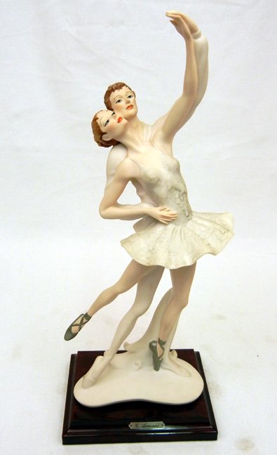 Giuseppe Armani figurine, ballerina couple dancing, mou: Giuseppe Armani figurine, ballerina couple dancing, mounted on base, plaque on front, signed on back, 14 1/2" high x 5 1/2" across