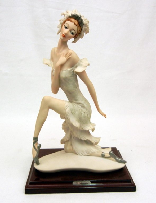 Giuseppe Armani figurine, ballerina kneeling, mounted o: Giuseppe Armani figurine, ballerina kneeling, mounted on base, plaque on front, signed on back, 12 1/2" high x 7 3/4" across