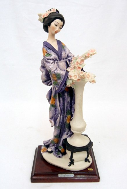 Giuseppe Armani figurine, Oriental Lady with Column, mo: Giuseppe Armani figurine, Oriental Lady with Column, mounted on base, plaque on front, Made in Italy sticker, signed on back, 13" high x 5 1/2" across