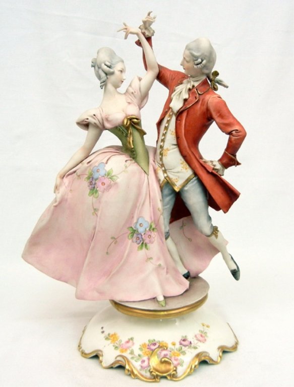 Capodimonte Guiseppe Cappe "Minnetto" N.58/3 porcelain : Capodimonte Guiseppe Cappe "Minnetto" N.58/3 porcelain figurine, signed on bottom, with 2003 appraisal, impressed signature on back, ca. 1950, 14 1/2" high x 10"