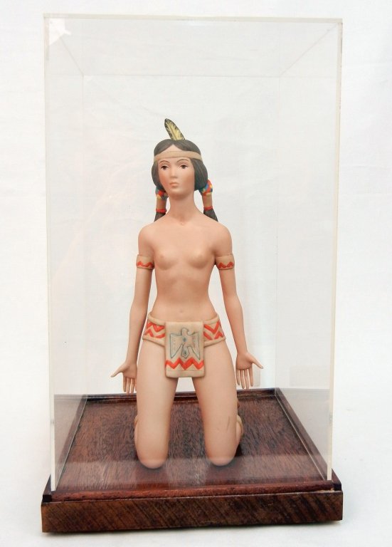 Laszlo Ispanky "Maid of the Mist", signed and numbered : Laszlo Ispanky "Maid of the Mist", signed and numbered on back Ispanky No. 54 of 350, 12 3/4" high, with a plexiglas case, 16 1/2" high x 9 7/8" x 10 1/8"