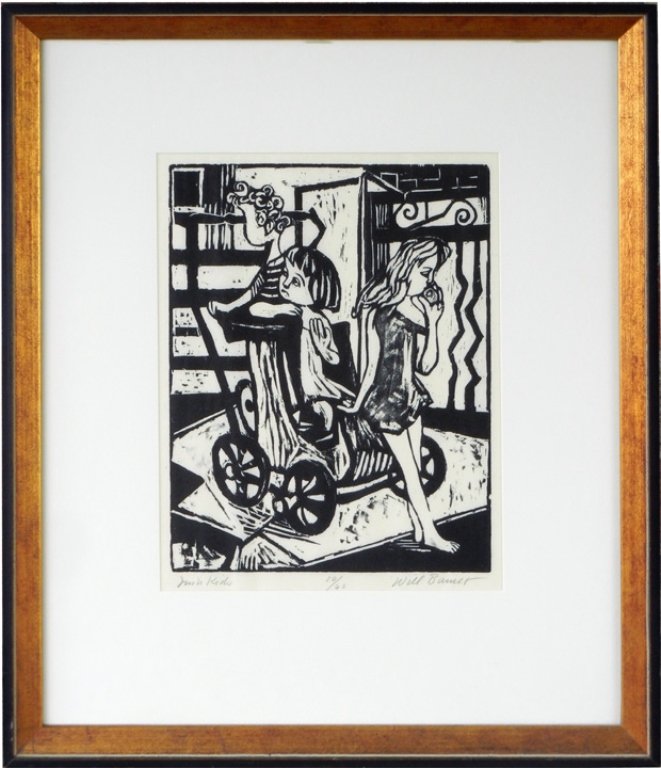 Will Barnet wood cut print on paper, "Irish Kids",signe: Will Barnet wood cut print on paper, "Irish Kids",signed lower right in margin numbered 10/60