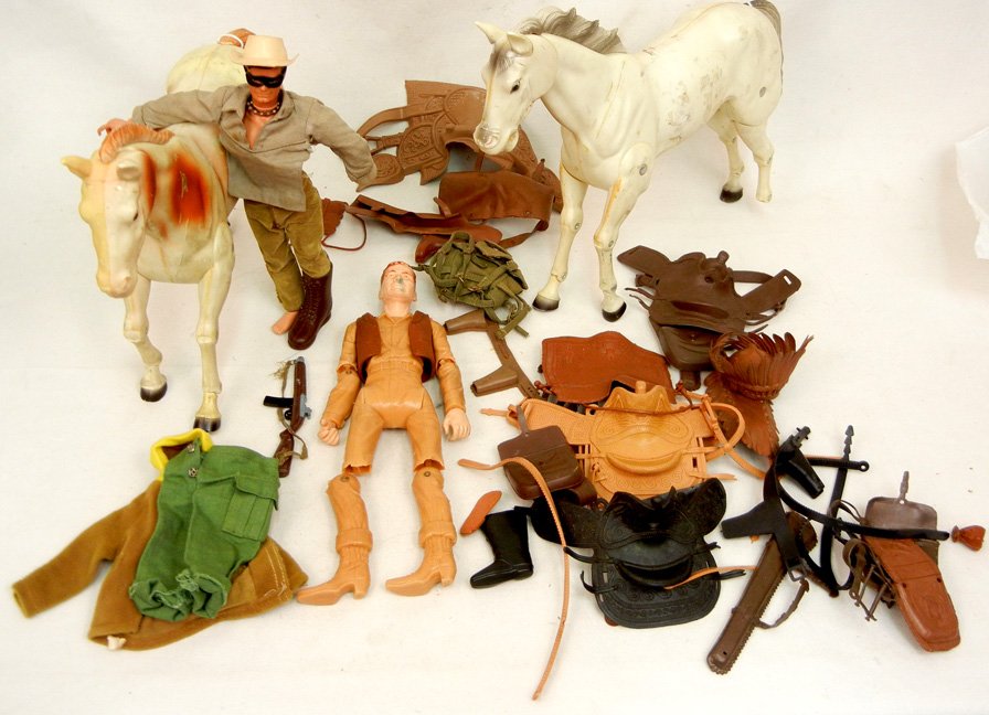The Lone Ranger action figure: The Lone Ranger action figure, accessories, and two horses, with additional figure