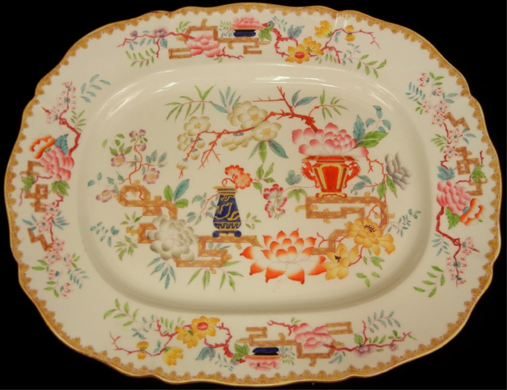 Mintons England hand painted platter: Mintons England hand painted platter "Chinese Tree", numbered 2067, 17 1/4" x 14"