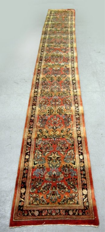 Persian hand tied runner rug: Persian hand tied runner rug, "Hamadan", 21 1/2" x 2'9"