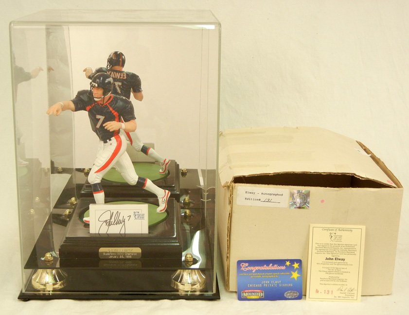 The Art of Sport John Elway figure: The Art of Sport John Elway figure, Limited Edition 131/500, with autographed signature car, COA by The Art of Sport