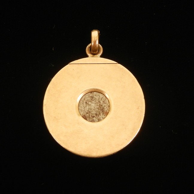 Cigar cutter: 14k rolled gold plate cigar cutter, 1 1/8" diameter, blade marked W.C.C., early 20th C.