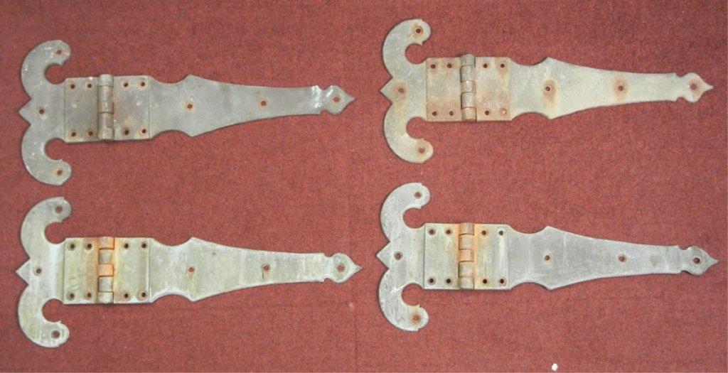 Set of four bronze door hinges: Set of four bronze door hinges, impressed H and numbered 20, 20" high x 8 3/4" across