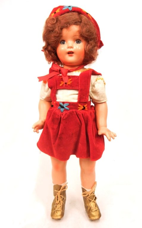 1940's Ideal composition skater: 1940's Ideal composition skater, 19" high, all original factory outfit, blue sleep eyes, painted and applied lashes, open mouth with four upper teeth