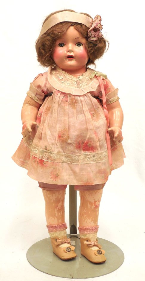Effanbee composition 17" Rosemary doll: Effanbee composition 17" Rosemary doll, all original, composition shoulder head, arms, and legs, cloth body, marked on back "Effanbee Dolls, Walk-Talk-Sleep", blue sleep eyes, painted and applied lash