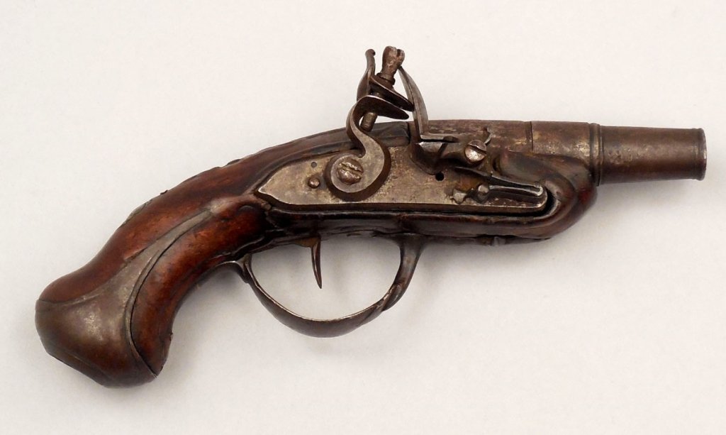 Flintlock Derringer pistol: Flintlock Derringer pistol, barrel length 2 1/2", overall length 6", C&R Yes, Background check No