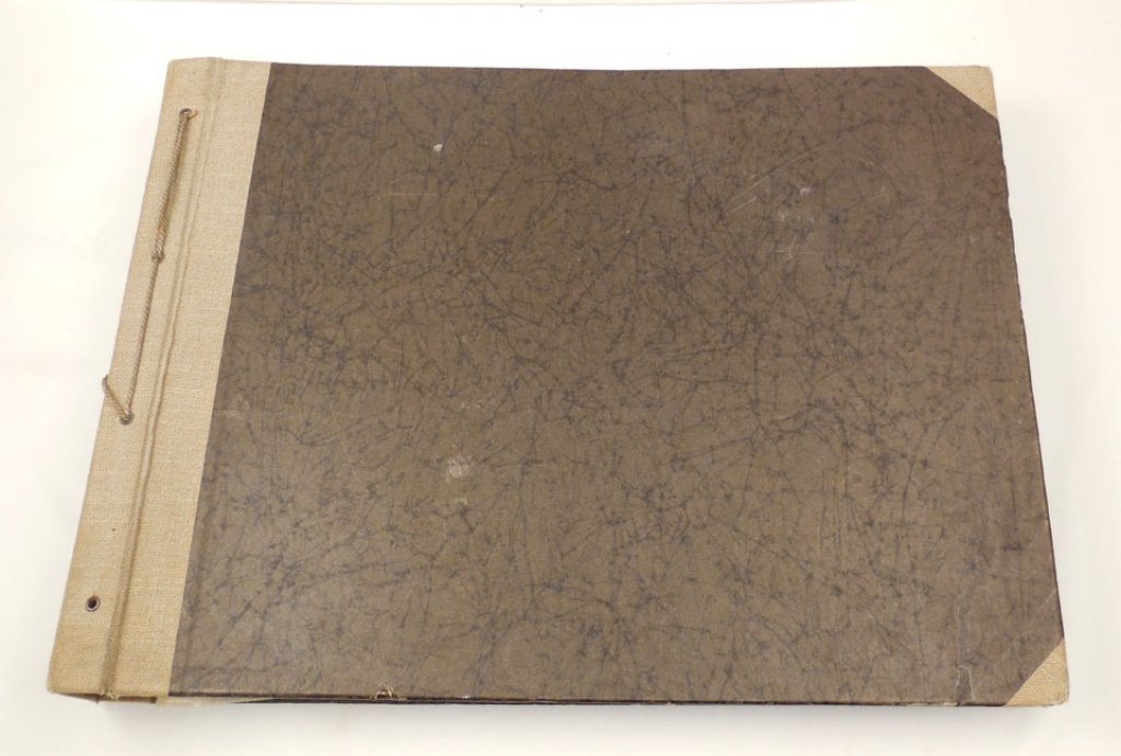WWII Nazi large photo album: WWII Nazi large photo album, approximately 350 black and white photos, text describing each photo, first page with text "Jarotschin, 28. 4. 1941, Unserm verehrten Kompaniechef, Hauptmann Hans Lunstedt