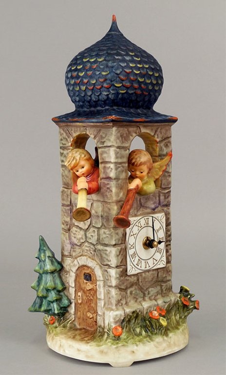 Hummel "Call to Worship" 441 clock: Hummel "Call to Worship" 441 clock, TMK-6, M.J. Hummel Century Collection, marked and impressed on bottom 1983, with a copy of a certificate, 13 1/4" high