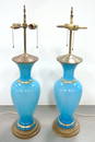 Pair of Murano blue glass lamps