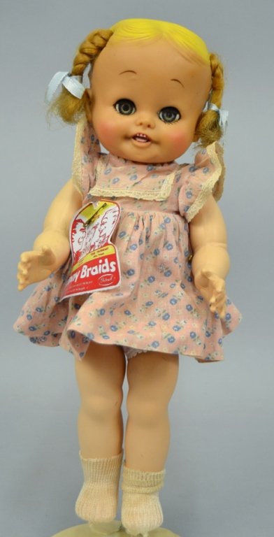 1950's Ideal Bonnie Braids in original dress: 1950's Ideal Bonnie Braids in original dress, 13" tall, vinyl and hard plastic