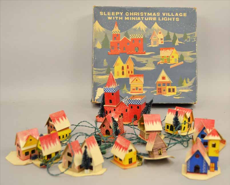 Sleepy Christmas Village with Miniature Lights in origi