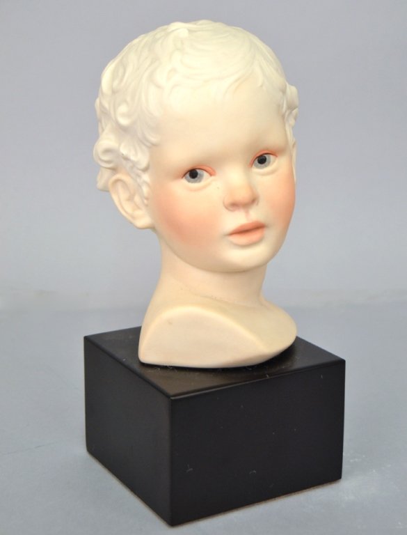 Cybis Eros porcelain bust: Cybis Eros porcelain bust, mounted n base, signed on back, impressed Cybis copyright 1979 on back, 9 1/2" high